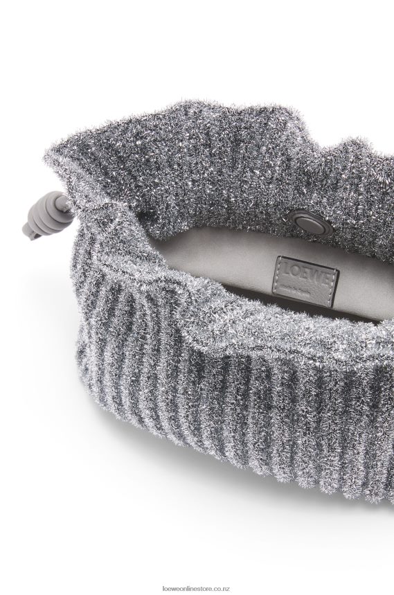 Loewe Women Mini Flamenco clutch in lurex textile Silver LH60R561