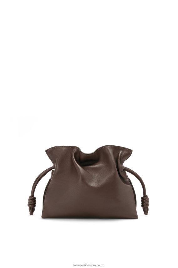 Loewe Women Mini Flamenco clutch in nappa calfskin Chocolate LH60R555