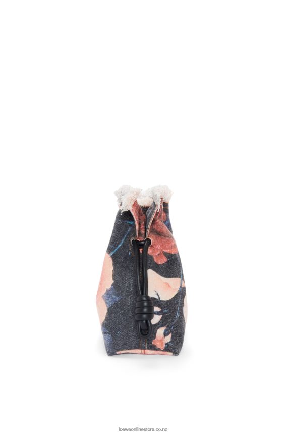 Loewe Women Roses Flamenco clutch in denim Black LH60R389
