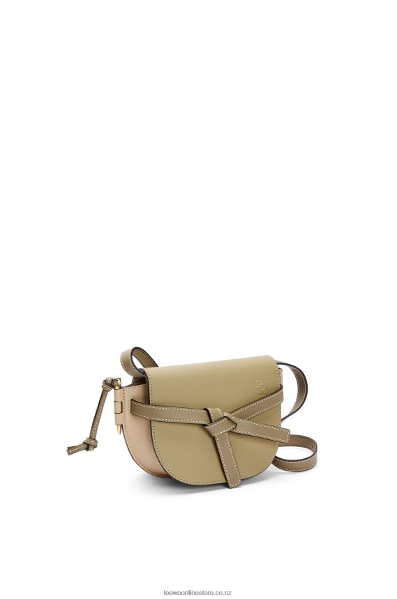 Loewe Women Mini Gate Dual bag in soft calfskin Clay Green/Dusty Beige LH60R240