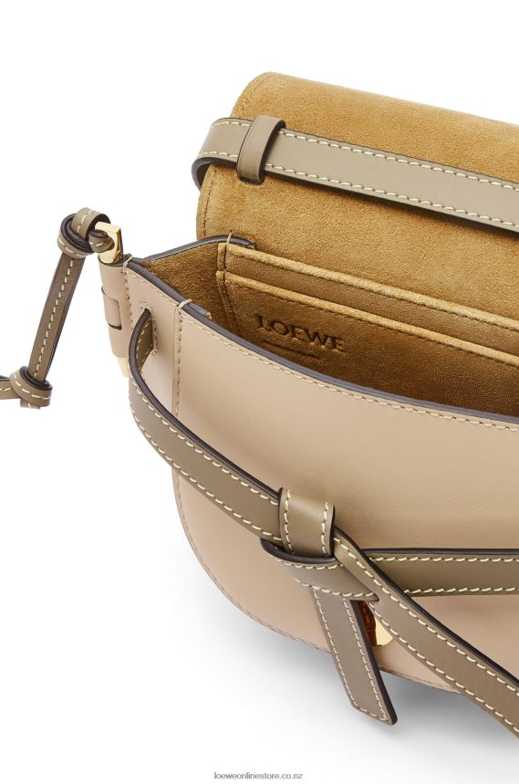 Loewe Women Mini Gate Dual bag in soft calfskin Clay Green/Dusty Beige LH60R240