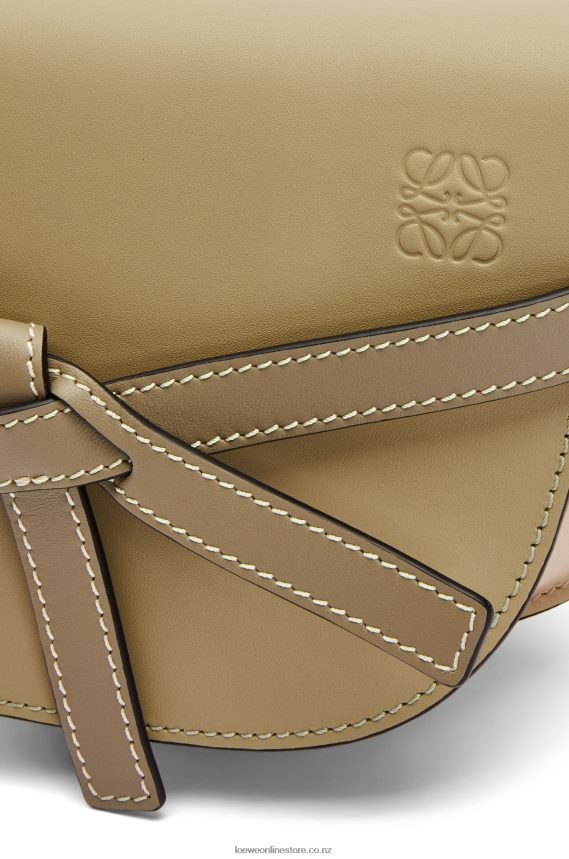 Loewe Women Mini Gate Dual bag in soft calfskin Clay Green/Dusty Beige LH60R240