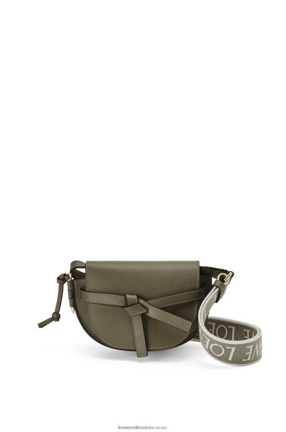 Loewe Women Mini Gate Dual bag in soft calfskin and jacquard Autumn Green LH60R239