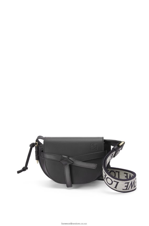 Loewe Women Mini Gate Dual bag in soft calfskin and jacquard Black LH60R197