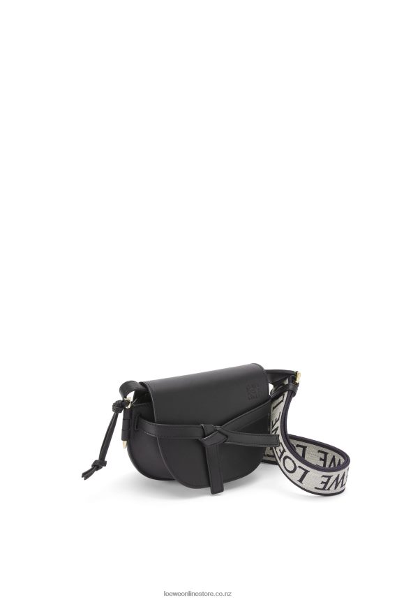 Loewe Women Mini Gate Dual bag in soft calfskin and jacquard Black LH60R197