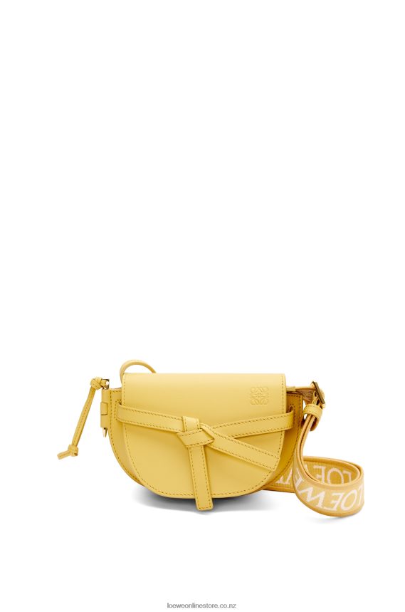 Loewe Women Mini Gate Dual bag in soft calfskin and jacquard Dark Yellow LH60R262