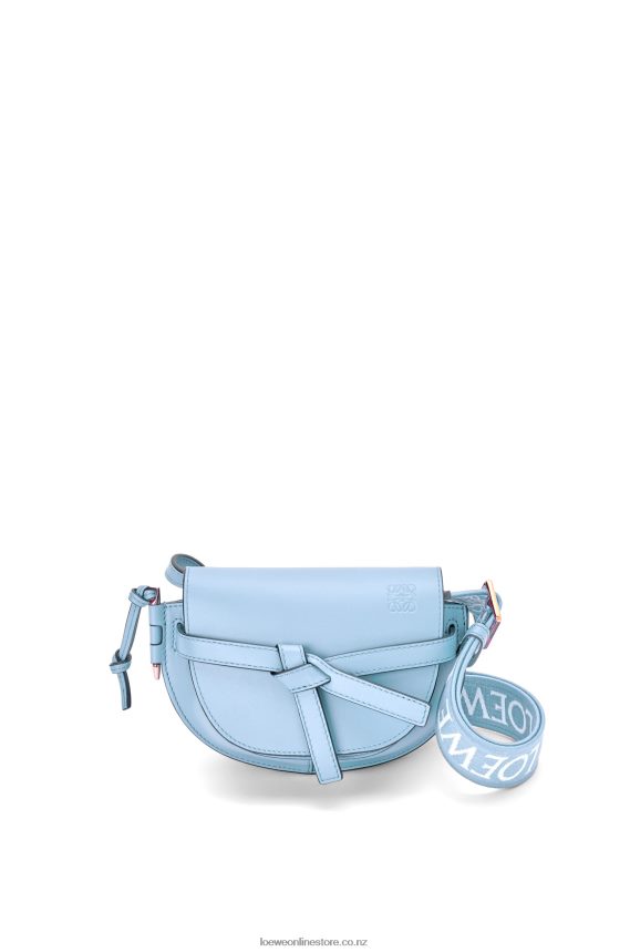 Loewe Women Mini Gate Dual bag in soft calfskin and jacquard Dusty Blue LH60R194