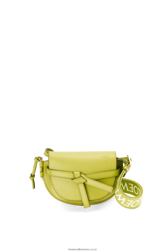 Loewe Women Mini Gate Dual bag in soft calfskin and jacquard Lime Yellow LH60R210