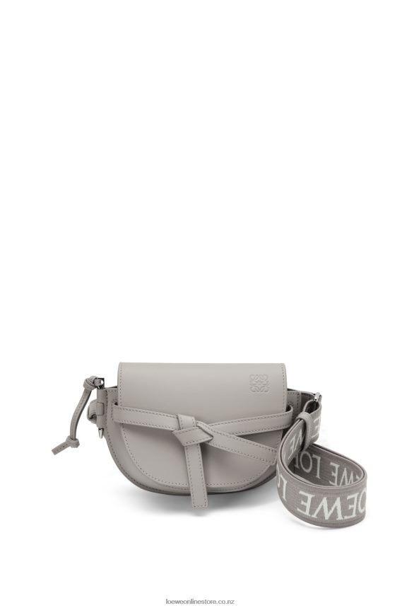 Loewe Women Mini Gate Dual bag in soft calfskin and jacquard Pearl Grey LH60R195