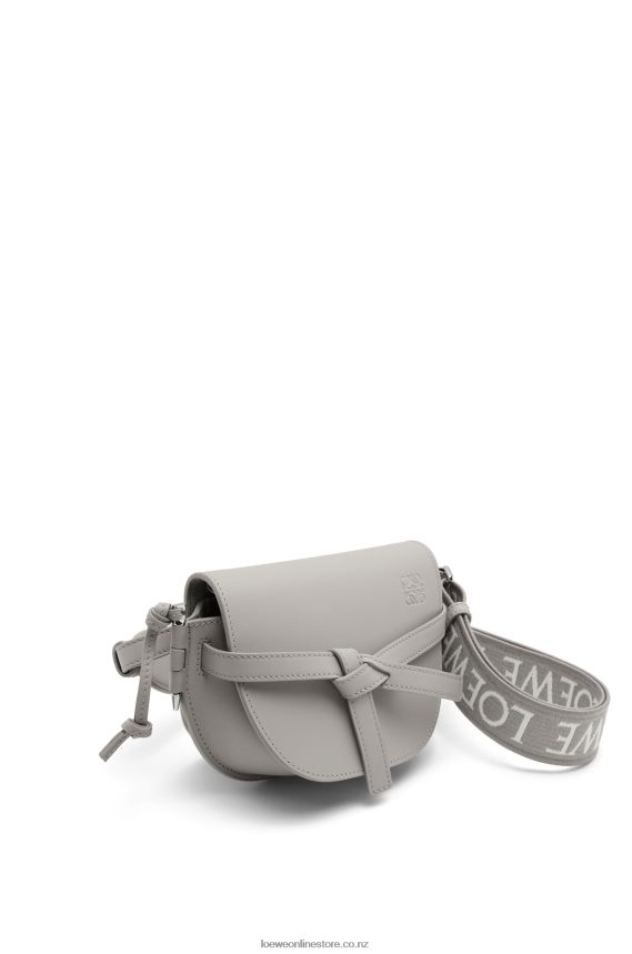 Loewe Women Mini Gate Dual bag in soft calfskin and jacquard Pearl Grey LH60R195
