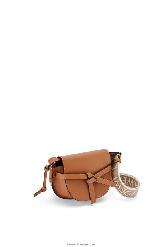 Loewe Women Mini Gate Dual bag in soft calfskin and jacquard Tan LH60R215