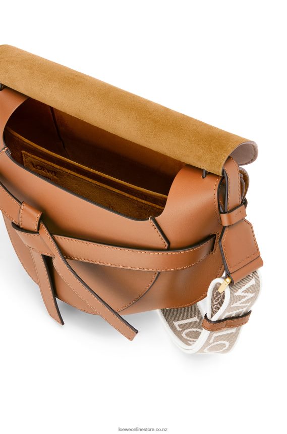 Loewe Women Small Gate bag in soft calfskin and jacquard Tan LH60R254