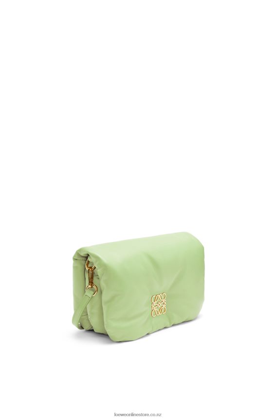 Loewe Women Mini Puffer Goya bag in shiny nappa lambskin Light Pale Green LH60R247