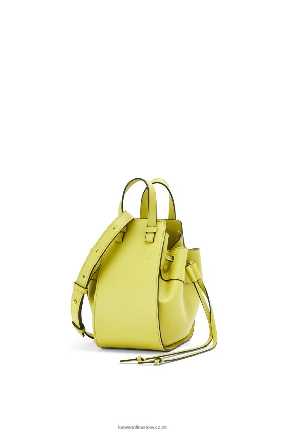 Loewe Women Mini Hammock drawstring in classic calfskin Lime Yellow LH60R297
