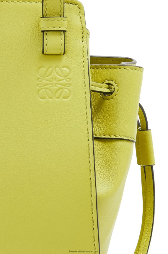 Loewe Women Mini Hammock drawstring in classic calfskin Lime Yellow LH60R297
