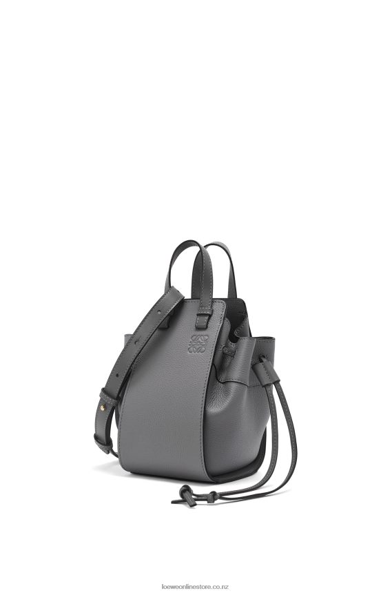 Loewe Women Mini Hammock drawstring in soft grained calfskin Asphalt Grey LH60R252