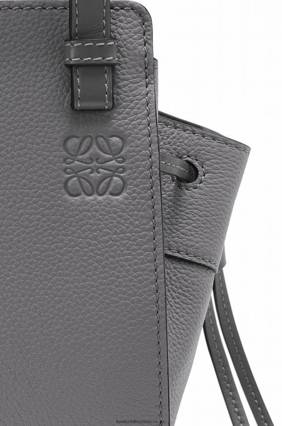 Loewe Women Mini Hammock drawstring in soft grained calfskin Asphalt Grey LH60R252