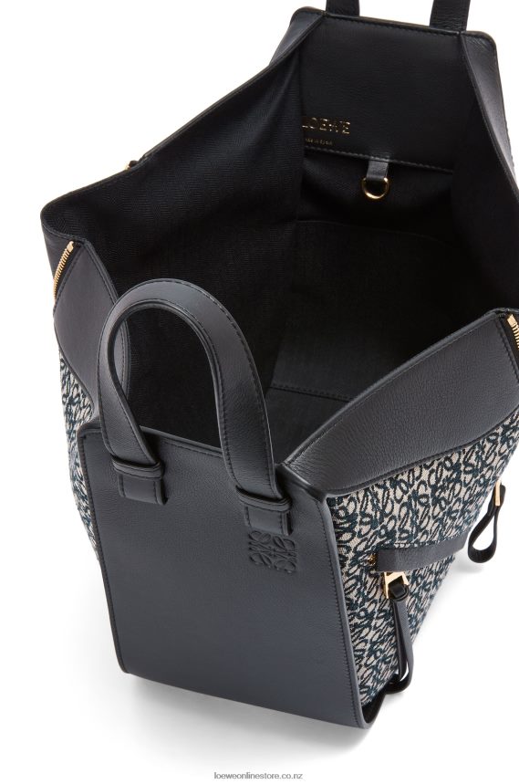 Loewe Women Small Hammock bag in Anagram jacquard and calfskin Navy/Black LH60R520