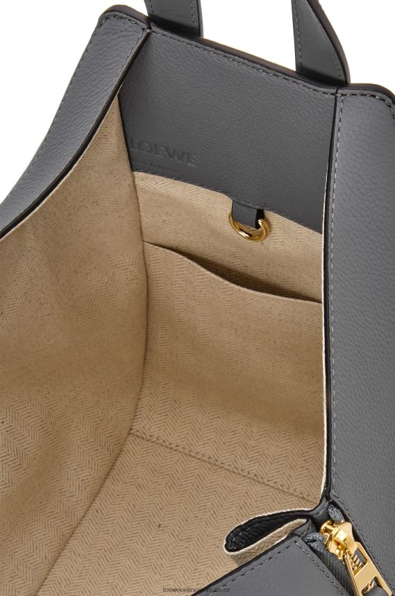 Loewe Women Small Hammock bag in soft grained calfskin Asphalt Grey LH60R502