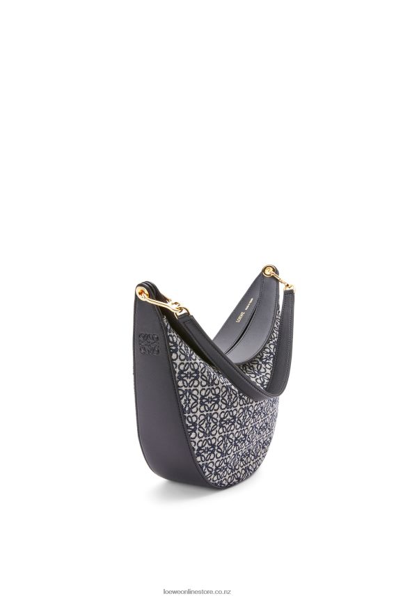 Loewe Women Luna bag in Anagram jacquard and classic calfskin Navy/Black LH60R451