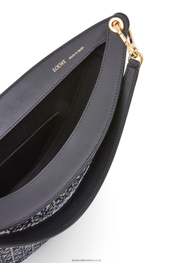 Loewe Women Luna bag in Anagram jacquard and classic calfskin Navy/Black LH60R451