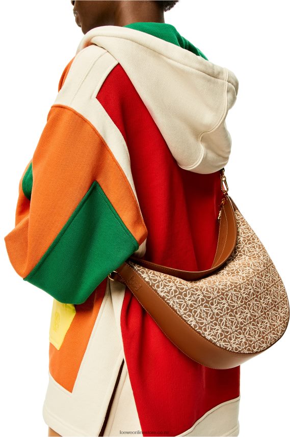 Loewe Women Luna bag in Anagram jacquard and classic calfskin Tan/Pecan LH60R512