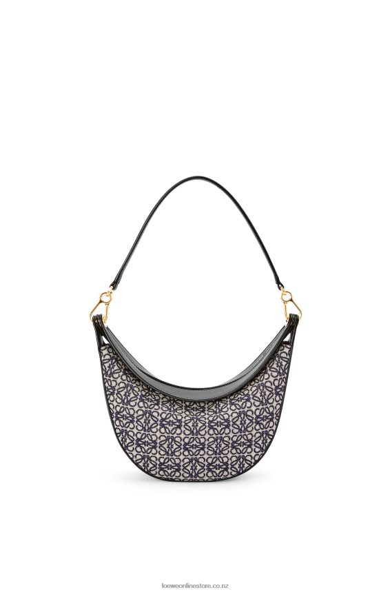 Loewe Women Small Luna bag in Anagram jacquard and classic calfskin Navy/Black LH60R450