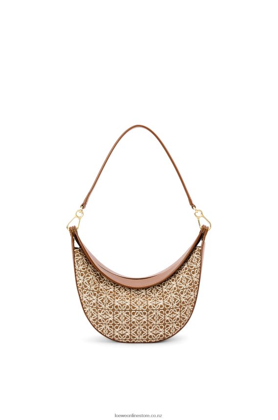 Loewe Women Small Luna bag in Anagram jacquard and classic calfskin Tan/Pecan LH60R492