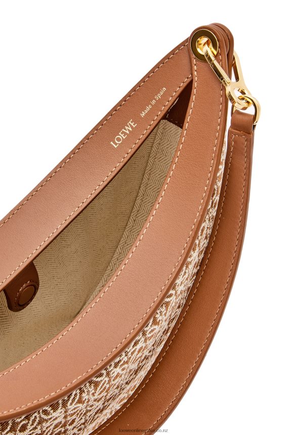 Loewe Women Small Luna bag in Anagram jacquard and classic calfskin Tan/Pecan LH60R492