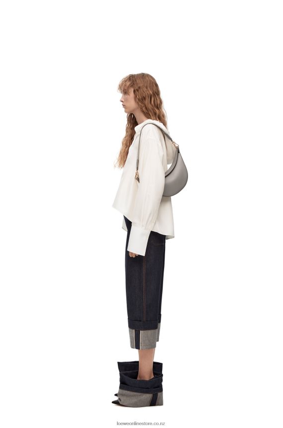 Loewe Women Small Luna bag in satin calfskin and jacquard Pearl Grey LH60R476