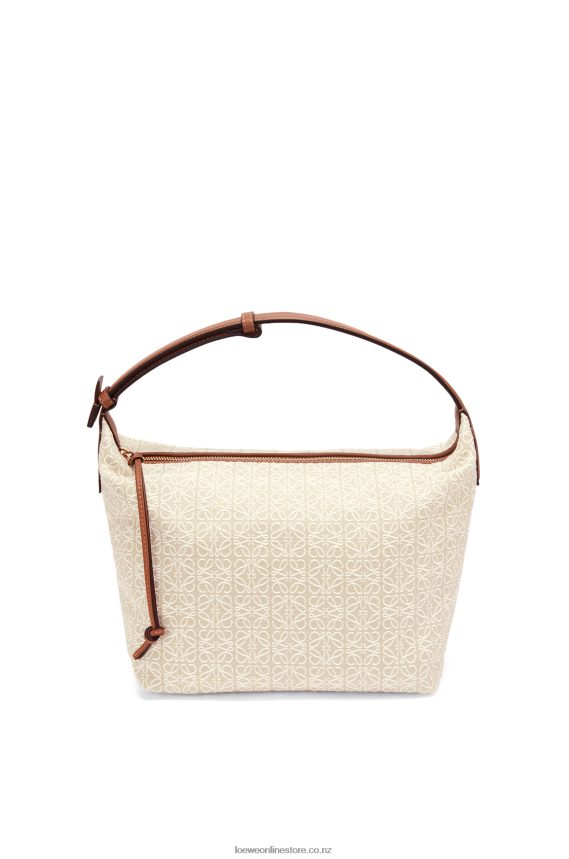 Loewe Women Cubi bag in Anagram jacquard and calfskin Ecru/Tan LH60R464