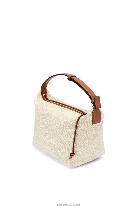 Loewe Women Cubi bag in Anagram jacquard and calfskin Ecru/Tan LH60R464