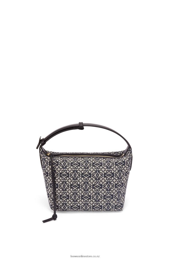 Loewe Women Small Cubi bag in Anagram jacquard and calfskin Navy/Black LH60R518