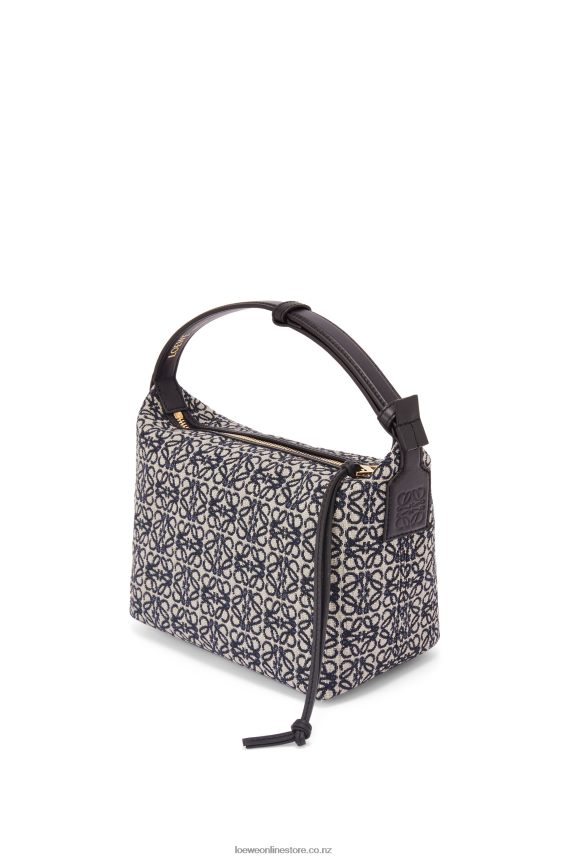Loewe Women Small Cubi bag in Anagram jacquard and calfskin Navy/Black LH60R518