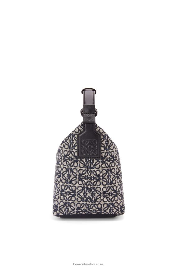 Loewe Women Small Cubi bag in Anagram jacquard and calfskin Navy/Black LH60R518