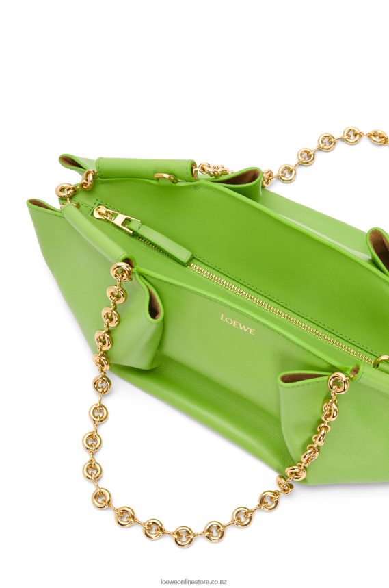 Loewe Women Small Paseo bag in shiny nappa calfskin with chain Apple Green LH60R422