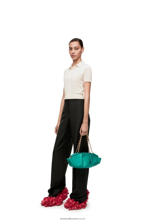 Loewe Women Small Paseo bag in shiny nappa calfskin with chain Emerald Green LH60R403