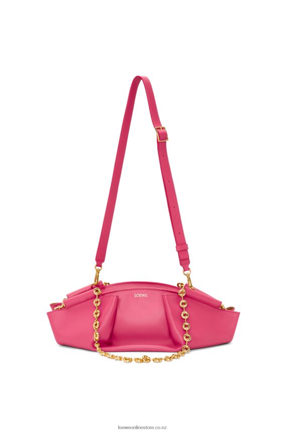 Loewe Women Small Paseo bag in shiny nappa calfskin with chain Magenta LH60R420