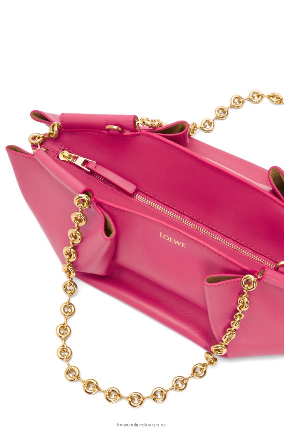 Loewe Women Small Paseo bag in shiny nappa calfskin with chain Magenta LH60R420