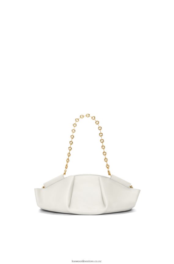 Loewe Women Small Paseo bag in shiny nappa calfskin with chain Soft White LH60R404