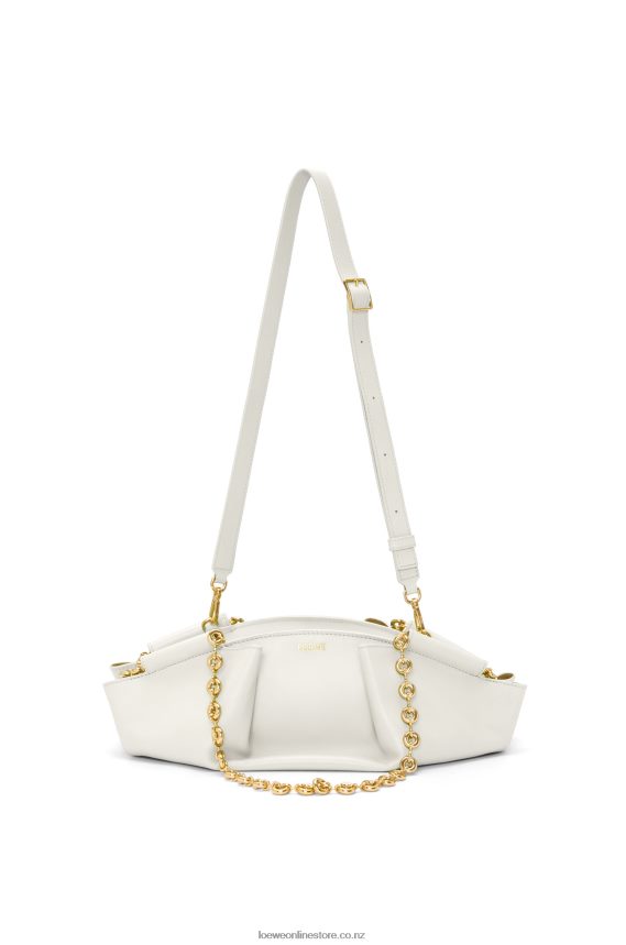 Loewe Women Small Paseo bag in shiny nappa calfskin with chain Soft White LH60R404