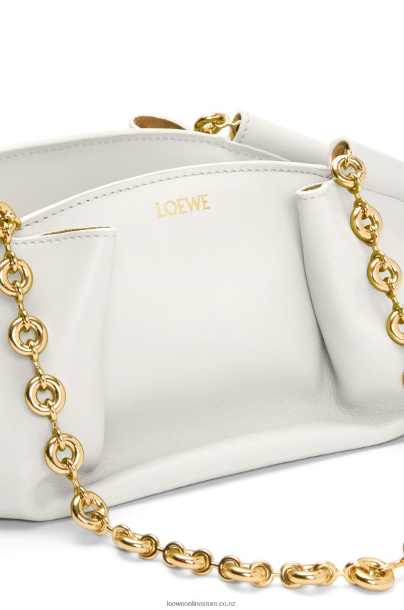 Loewe Women Small Paseo bag in shiny nappa calfskin with chain Soft White LH60R404