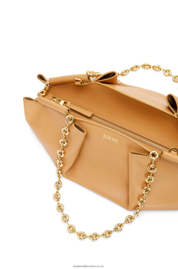 Loewe Women Small Paseo bag in shiny nappa calfskin with chain Warm Desert LH60R421