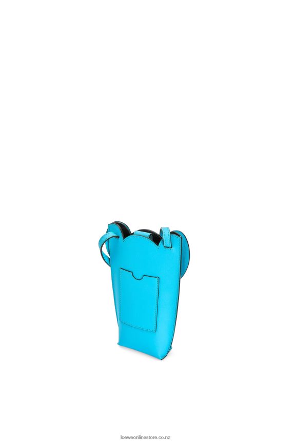 Loewe Women Elephant Pocket in classic calfskin Cyan LH60R603