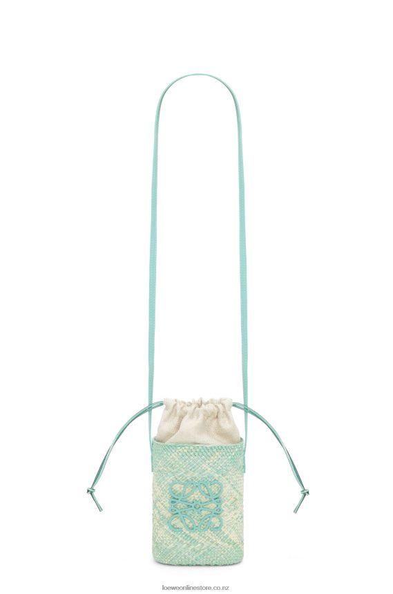 Loewe Women Square pocket in iraca palm and calfskin Fresh Mint LH60R317