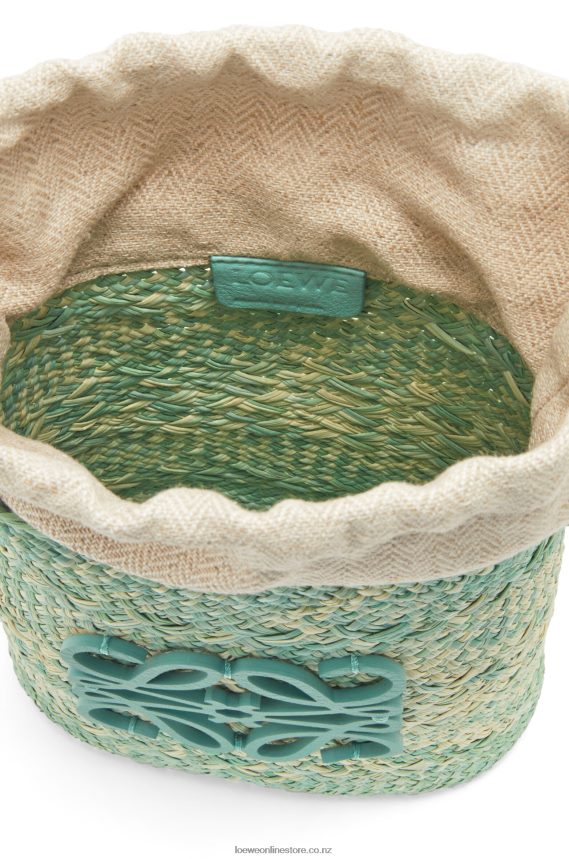 Loewe Women Square pocket in iraca palm and calfskin Fresh Mint LH60R317