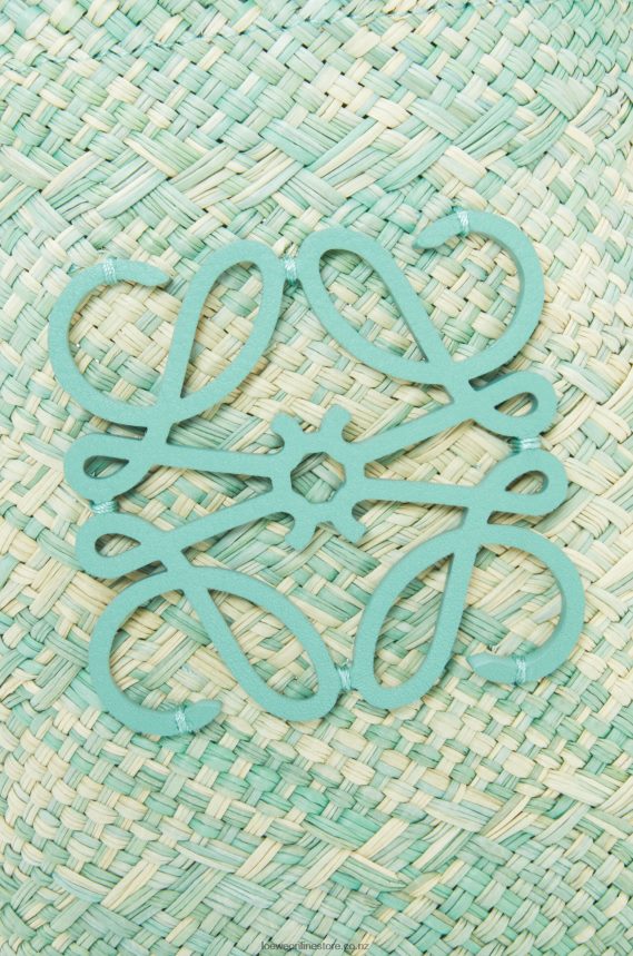 Loewe Women Square pocket in iraca palm and calfskin Fresh Mint LH60R317