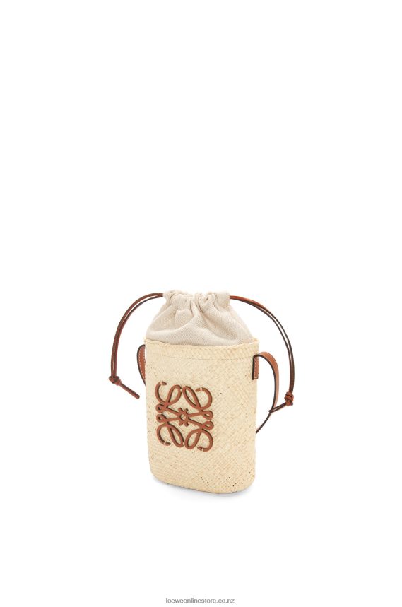 Loewe Women Square pocket in iraca palm and calfskin Natural/Tan LH60R315