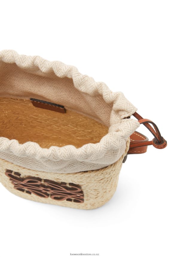 Loewe Women Square pocket in iraca palm and calfskin Natural/Tan LH60R315