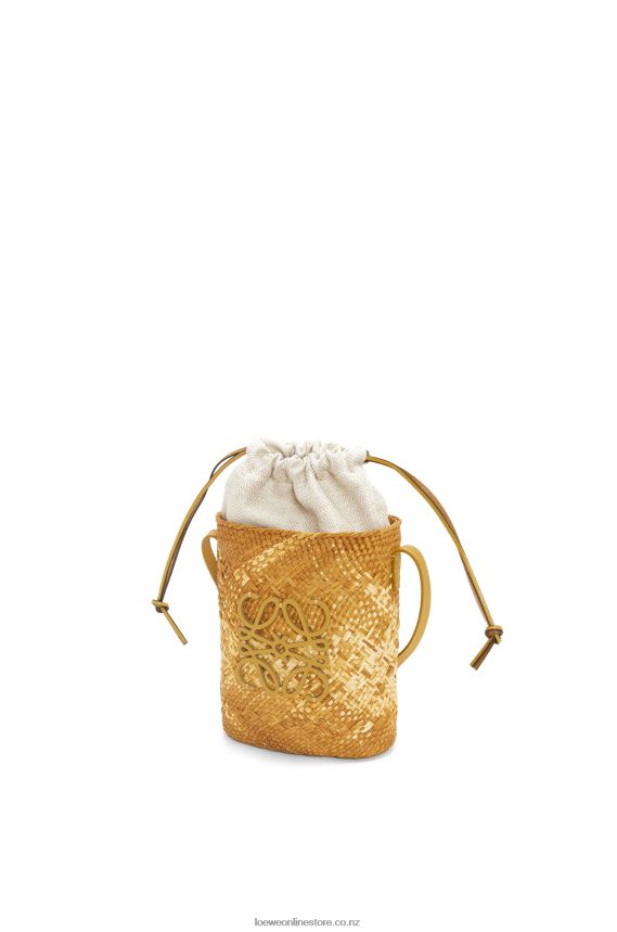 Loewe Women Square pocket in iraca palm and calfskin Ochre LH60R316